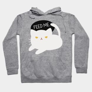 Cute Cat Design Feed Me | Kawaii White Cat Illustration | Cat Lover Gift | By Atelier Serakara Hoodie